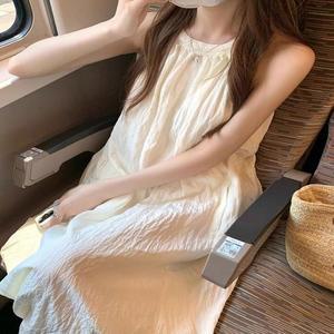 [오노마] ONM 여성 여름 아이보리 청순미 홀터넥 민소매 롱원피스