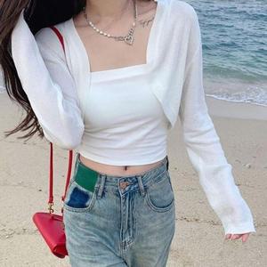 [오노마] ONM 여 햇빛 가디건 여름 볼레로 사무실 여성 스타