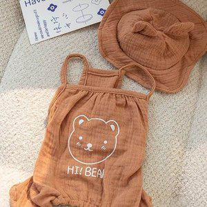 [기타]강아지 옷 여름용 모자 귀여운 곰돌이
