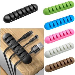7 홀 USB 케이블 이어폰 홀더 전화선 와인 데스크탑 헤드폰 더 주최자 와이어 클램프 클립 관리 실리콘 코드