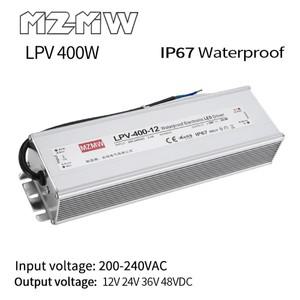 LPV 시리즈 변압기 산업용 어댑터, IP67 방수 스위칭 전원 공급 장치, 400W AC-DC 200-240VAC, 12V, 24V, 3