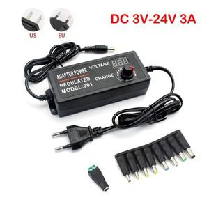 3V-24V 3A AC 조정 가능한 전원 공급 장치 DC 9 플러그 연결 범용 어댑터 조정 가능한 AC-DC 220V 110V ~ 3