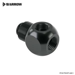 BARROW G1/4 3 웨이 360 로터리 커넥터 컴퓨터 수냉식 액체 분배기 피팅 검정색/밝은 은색/흰색 TX3T-A01