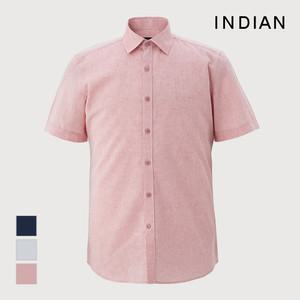 [INDIAN] 린넨 블랜드 솔리드 반팔셔츠_MIVNSYM2491