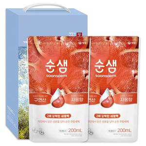 애경순샘 주방 용품 세제 구연산 자몽향 선물세트 8호 (주방세제 리필 2개)