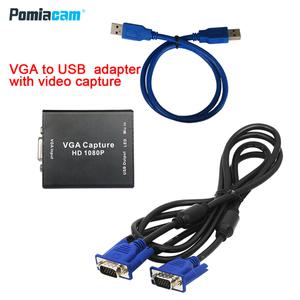오디오 및 비디오 캡처 카드가 포함된 VGA-USB 어댑터 변환기 1080p 드라이브가 없는 고화질 사진 품질