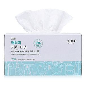 애터미 키친티슈 135매 4개 2겹 천연펄프 강력한 흡수력 식기도구 청소