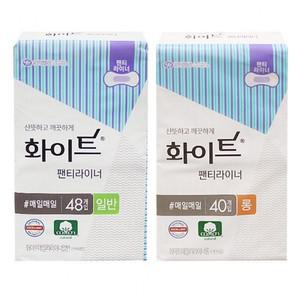 화이트 팬티라이너 일반48p/롱40p 화이트생리대 생리대 유한킴벌리 위생용품-TJ