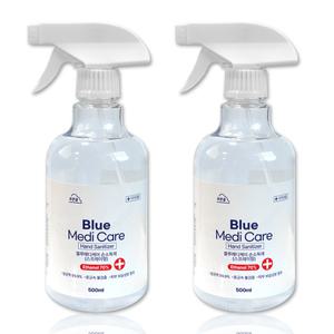 블루 메디 케어 손소독제 스프레이 살균 소독 안심 살균 방역 에탄올 70% 500ml 2개