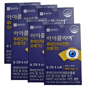 종근당건강 아이클리어 루테인 지아잔틴 오메가3 60캡슐 6박스 SJ