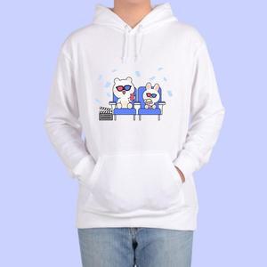 [OFKN6O38]곰 토끼 즐거운 생활 맞춤 후드티
