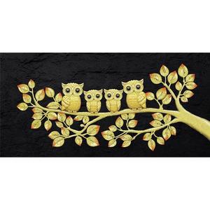 [OFM6NR62]돈나무 부엉이 가족  패브릭  보석십자수 30x60
