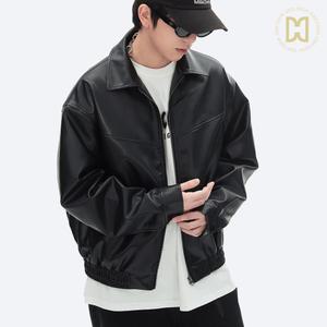 코디코치 밴드 레더 자켓 남녀공용 라이더 페이크 가죽 집업 아우터 점퍼
