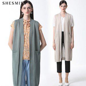 [쉬즈미스][쉬즈미스(SHESMISS)] 시스루 슬리브리스 롱 가디건  (택가격 128000원