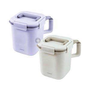 락앤락 투핸들 음식물쓰레기통 3L 베이지 1개+바이올렛 1개