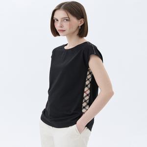 닥스 여성 24SS [BEST][스테디셀러]블랙 체크배색 민소매 티셔츠 WKTS4B313BK