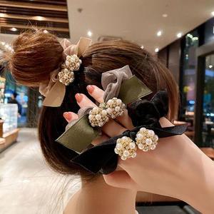 [HYD15J1K_51JB]헤어 고무줄 진주볼 쉬폰 머리끈 머리끈