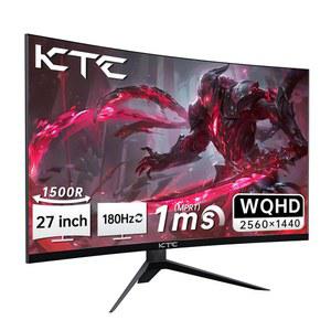 KTC 27인치 WQHD 180Hz 1ms 커브드 게이밍 모니터 1440P 144Hz 모니터 132% sRGB HVA FreeSync 디스플레이포트 /HDMI /게이머용 USB VESA 컴퓨터 모니터(DP 케이블 포함)