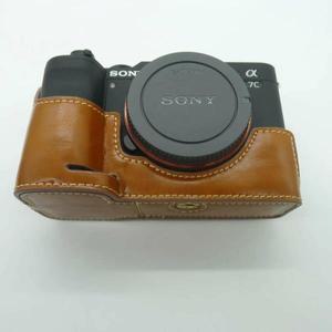 PU 가죽 보호 카메라 하프 케이스 그립 소니 알파 A7C II 2 ZVE10 A6600