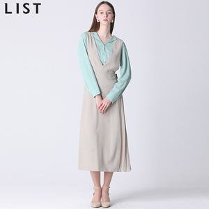 [리스트(LIST)] 사이드 플리츠 레이어드 원피스 (택가격:278000원)