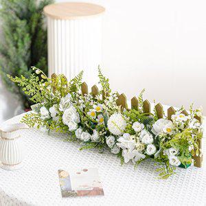 [플라워트리]담장 아래 가득한 데이지 울타리 화분 60x23cm 인테리어 봄 조화 장식 소품