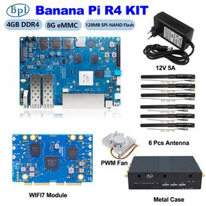 바나나 파이 BPI-R4 MT7988AFilogic 880 BPI-R4-NIC-BE14 wifi7 모듈 케이스 팬 전원 공급 장치가 포함된