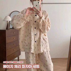 [기타]하이뷰 2481 데일리 체리 베이지 클래식 파자마 상하 (WFH4XND)