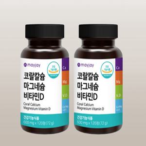 [메이제이] 코랄칼슘 마그네슘 비타민D (600mg x 120정 x 2병)