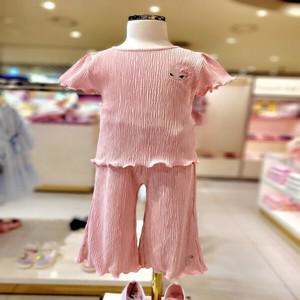 프렌치캣2 PK 찰랑 주름지 TS 바지 세트ch셋업 반팔 바캉스룩 (Q52DKT260 Q52DKP200)