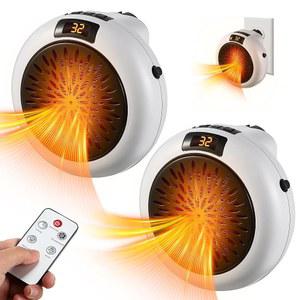메넘 2팩 소형 공간 조용한 휴대용 침실 실내용 LED 타이머 사무실 전기 과열 조절 방지 500W 히터 가능한 및 디스플레이 조절기 책상 온도