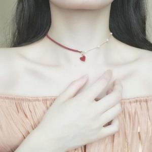 짧은목걸이 목걸이선물 하트포인트 레드 P00-2 (3njzH)