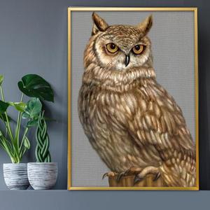 부엉이그림 고급액자 A2 OWL7 풍수그림 돈들어오는