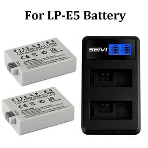 카메라 배터리 및 LED LPE5 충전기 캐논 500D 450D 1000D Rebel Xsi Kiss X3/F 배터리 1500mAh 7.4V LP-E5
