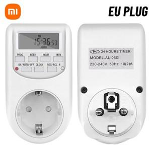 투야 스마트봇Xiaomi 디지털 타이머 스위치 전자 시간 주간 프로그래밍 가능한 타이밍 소켓 EU 플러그 콘센