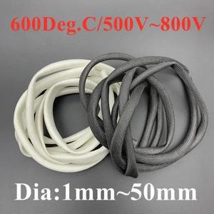 고온 화학 튜브 절연 유리 섬유 슬리브 화이트 블랙 편조 600 ℃ 2/5M ID1  35mm