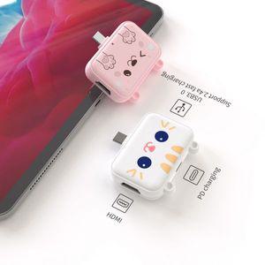 노트북 멀티포트 C타입 귀여운 USB 허브 C 타입 HDMI 3.0 PD 60w 충전기 멀티 스플리터 어댑터 독 스마트폰