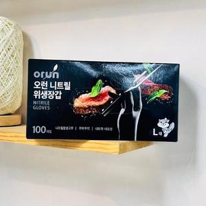 오런 니트릴 위생장갑 검정 100매(L)/공업/대량/글러브/락테스/리트릴/작업/일회/어린/세프/산업/비닐
