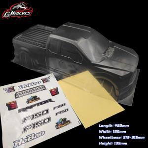 HOBAO OP-0125N RC 몬스터 트럭 크롤러 스케일 MTX FLUX MT410 용 고품질 1/8 PC F150 랩터 쉘 바디 313mm