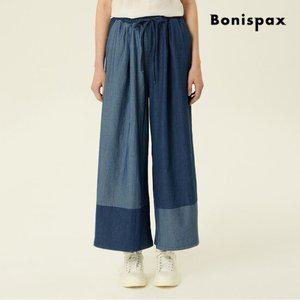 [보니스팍스] 투톤 데님 밴딩 와이드 팬츠 (XP5PT003M0)