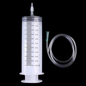 500ml CC 주사기 인젝터 투명 플라스틱 대형 일회용 주사기(호스 튜브 포함)