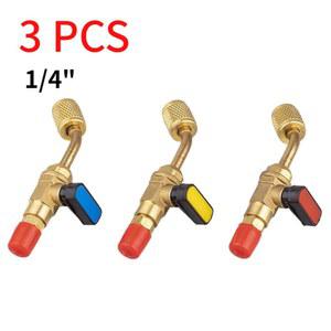 R12 R22 R134a 구리 on/Off 밸브 용 3pcs 1/4 SAE 자동차 에어컨 냉동 볼 어댑터