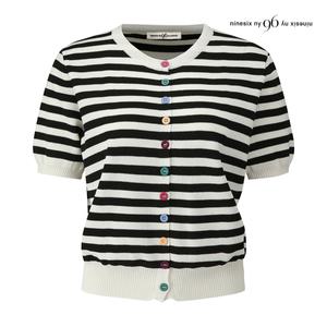 [롯데백화점]나인식스뉴욕 레인보우 스트라이프 반팔 니트 가디건 (NP6KG001M0)