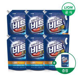 비트 딥클린 파워 세탁 액체세제 리필 2L X 6개+겸용300g 제공 (일반/드럼용 택1)