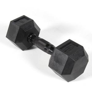 [낱개] 육각아령 고무덤벨 6kg 블랙그립 네츄럴고무