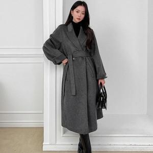 [다잇템] 여성 컨템포러리 겨울모직 스트랩 슬릿 롱코트