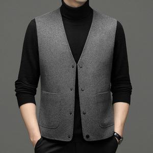 남성조끼 뷔스티에 봄 모직 가을 싱글 정장 양면 조끼 남자 브이넥 민소매