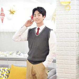 [RG4N4156]빅사이즈 그레이 화이트라인 교복조끼 남자 4XL