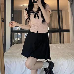 (대여)교복몰 교복 핑크 퍼프소매 블라우스 치마 청춘