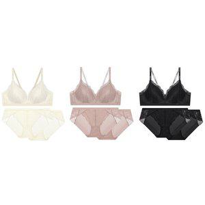 [게스언더웨어](강남점)(노와이어)(3종택1)풀커버 레이스 브라1개+팬티2개세트(ODWBR395/BP395)