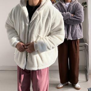 [당일출고] 밍크 후리스 오버핏 패딩 6color 겨울 오버핏 두꺼운 후드 집업